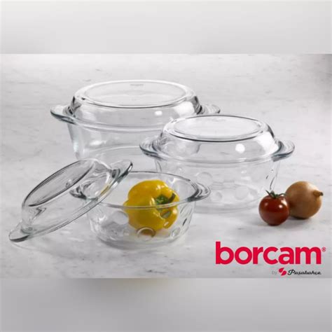 BORCAM Round Casserole With Lid Cover By Giacomo Baking Glass Bowl