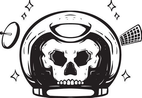 Skull astronaut line art illustration 35694317 Vector Art at Vecteezy