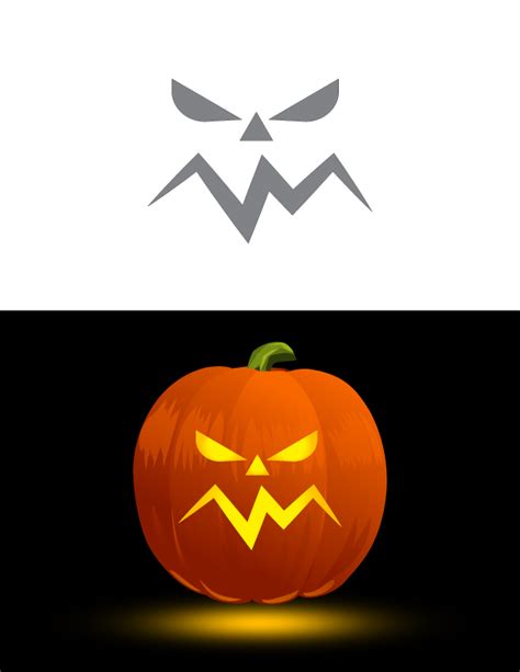 Printable Angry Face Pumpkin Stencil