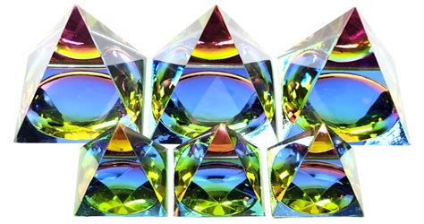 Lot 6 Art Glass Pyramid Paperweights