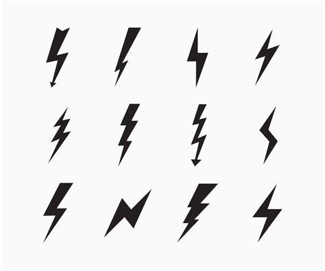 Blitz Thunderbolt Icon Set Flash Symbol Illustration Set Beleuchtung