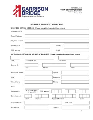 Fillable Online Adviser Application Form Fax Email Print Pdffiller