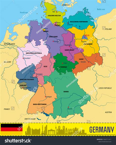 Political Vector Map Germany Regions Their Stock Vector (Royalty Free ...