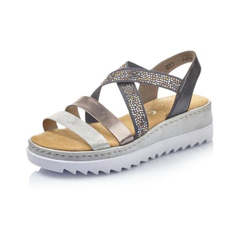 Rieker V4479 80 Ladies White Combination Sling Back Sandals Rieker