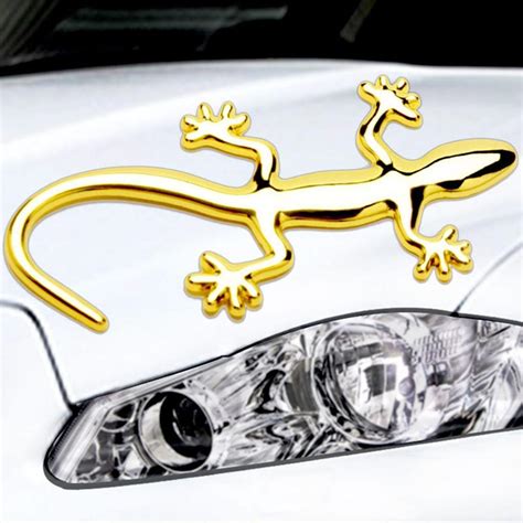 Sat N Al N Gecko Car Stickers Fashion D Gecko Shape Pure Metal