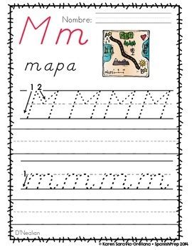 Spanish Alphabet Handwriting Practice Posters M De Mapa By Spanish