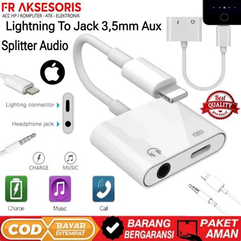 Jual Splitter Iphone Lightning TO Jack 3 5mm LIGHTNING TO AUX Plus