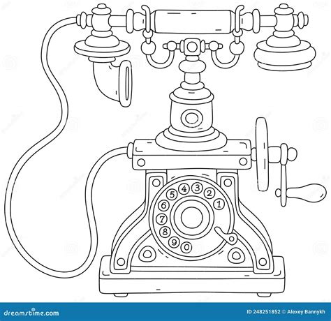 Old Fashioned Retro Phone With A Rotary Dial Stock Vector