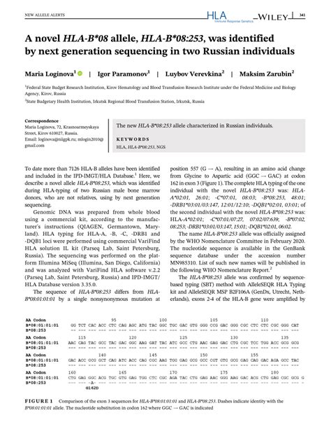 A Novel HLA B 08 Allele HLA B 08 253 Was Identified By Next