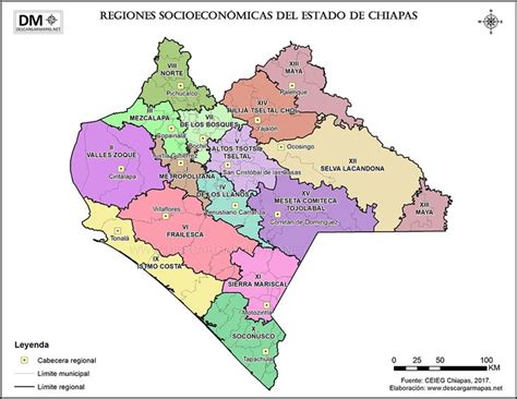 Mapa Regiones Socioecon Micas De Chiapas Descargar Mapas Mapa