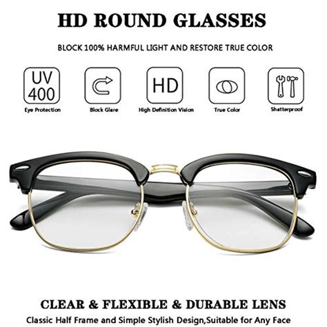 Vintage Semi Rimless Clear Glasses Classic Retro Half Frame Eyeglasses