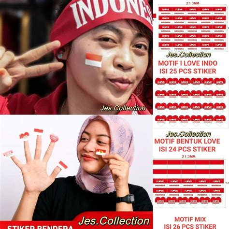 Jual Stiker Pipi Merah Putih Isi Pcs Tempelan Pipi Bendera Termurah