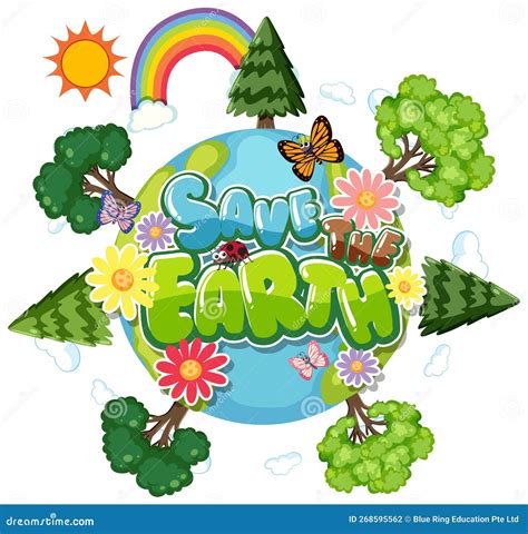 Save The Earth Banner Design Stock Vector Illustration Of Cartoon