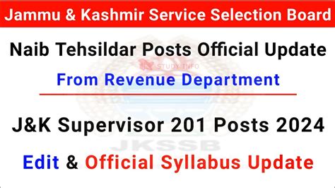 Jkssb Naib Tehsildar Posts Jkssb Supervisor Posts Official