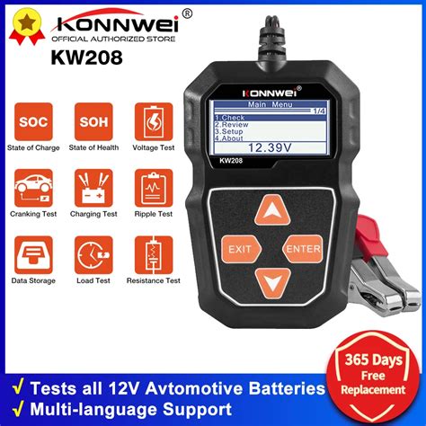 Konnwei Kw208 Car Battery Tester 12v 100 To 2000cca Cranking Charging