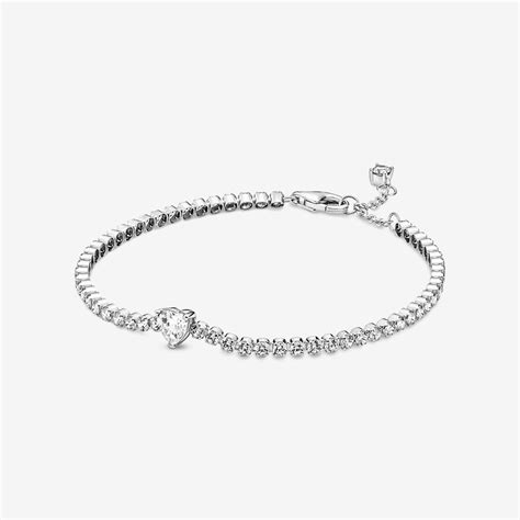 Sparkling Heart Tennis Bracelet Sterling Silver Pandora Ie