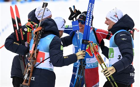 Biathlon les Français champions du monde de relais