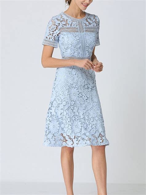 Light Blue Crochet Lace Midi Dress Light Blue Lace Dress Dusty Blue