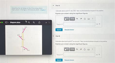 Solved Part ADetermine The Net Torque On The 2 3 M Long Chegg