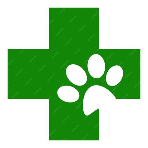 Premium Vector Veterinary Green Cross With Animal Paw