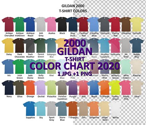 Gildan Ultra Cotton T Shirt Color Chart