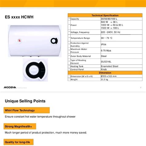 Jual Modena Water Heater 100 Liter ES 1001 HCWH Horisontal Shopee