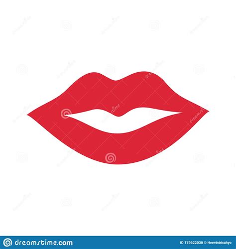 Red Color Female Lips Icon Flat Design Style Stock Vector