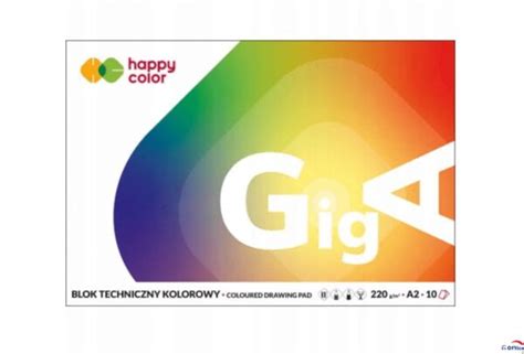 Blok Techniczny HAPPY COLOR A2 Giga 220g Kolorowy 10 Arkuszy RS Office