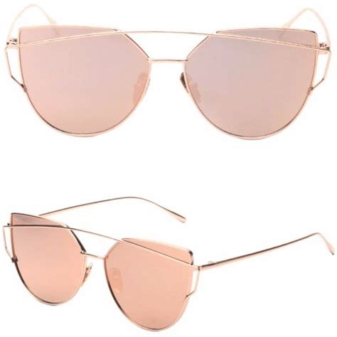 Sale Pink Gold Winged Reflective Sunglasses Sunglasses Women Vintage Rose Gold Sunglasses