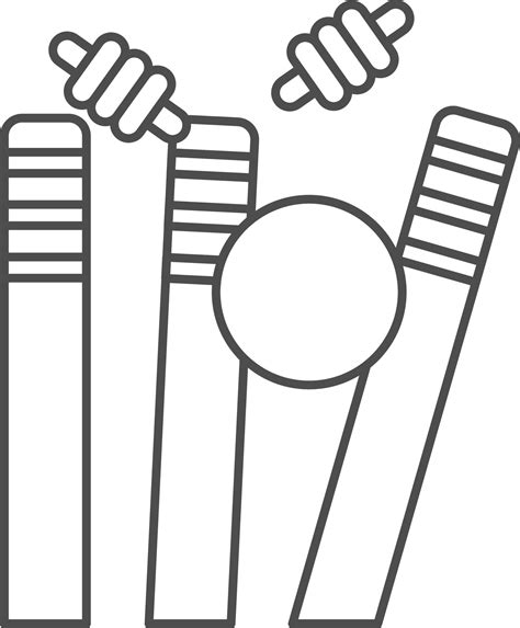 Cricket Ball Hitting Stumps Icon In Black Outline. 24192091 Vector Art at Vecteezy