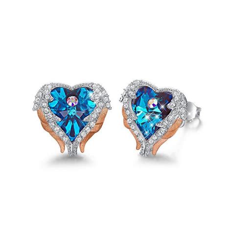 Angel Wings Heart Crystal Halo Stud Earrings – ReadYourHeart