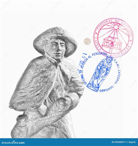 Pilgrim With Stamps From The Cathedral Of Santiago De Compostela Stock