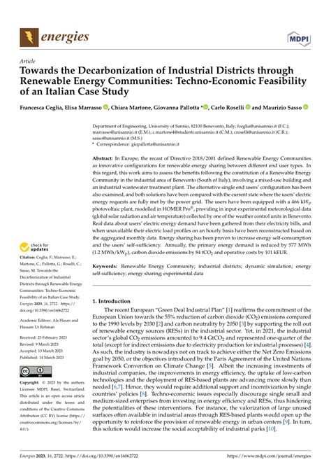 PDF Towards The Decarbonization Of Industrial Districts Through