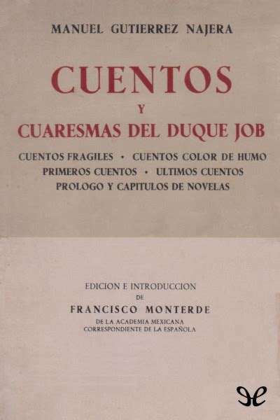 Cuentos Y Cuaresmas Del Duque Job De Manuel Guti Rrez N Jera En Pdf