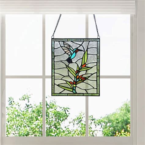 Hummingbird Stained Glass Window Panel