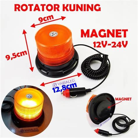 Jual Rotator Atap Magnet Kuning Bulat LED 12V 24V DC Strobo Warning Fl