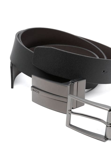 Boss Logo Engraved Leather Belt Farfetch