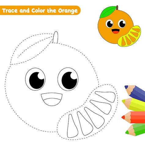 Premium Vector Orange Tracing And Coloring Page For Kids Vector With