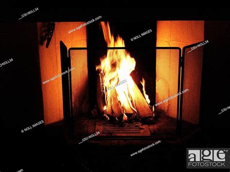 Fireplace, Fire, Flames, Stock Photo, Picture And Rights Managed Image ...