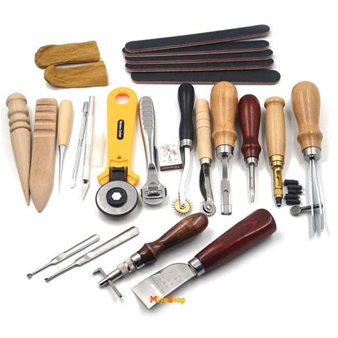 Buy 19PCS Leather Craft Tools Set Kit Hand Punch Stitching Carving