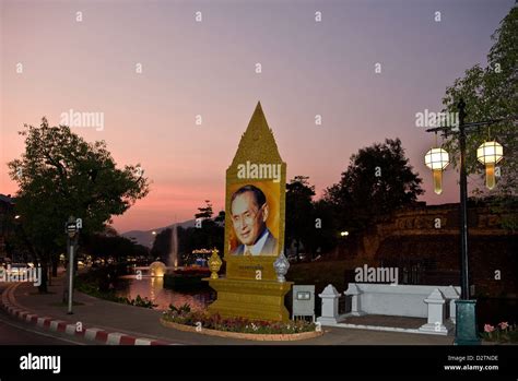 Chiang Mai Thailand The Poster Of King Bhumibol Adulyadej On The