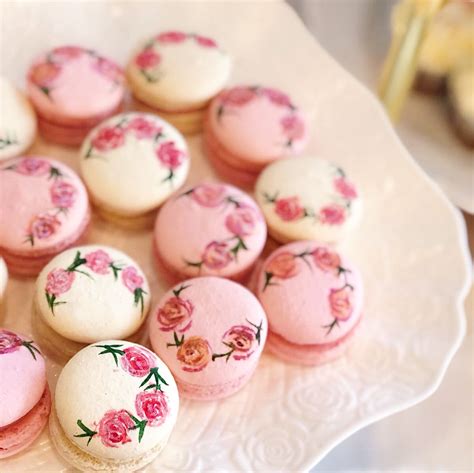 Floral Painted Macarons 10 Pieces Ala Carte Desserts Macarons