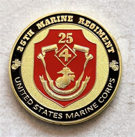 Us Marine Corps 25th Marine Regiment Challenge Coin With Velvet Case