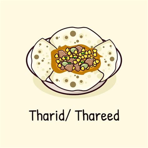 Premium Vector | Tharid traditional arabian dish cuisine made from pieces of bread in a ...