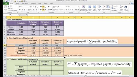 Calculating Expected Return And Std Deviation Ch 8 Prob 22 YouTube