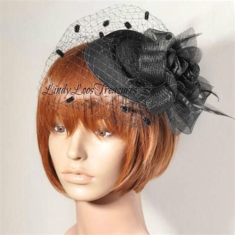 Black Fascinator Womens Tea Party Hat Church Hat Derby Etsy