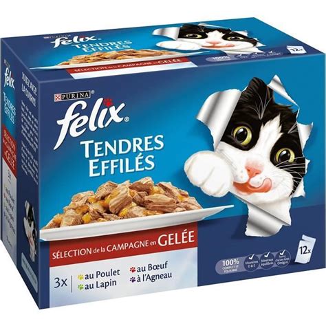 Nourriture pour chats Felix Tendres Effilés en Gelée Viandes 12 x 100