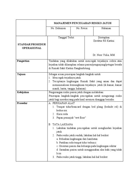 Manajemen Pencegahan Pasien Resiko Jatuh Pdf