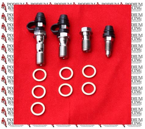 Ducati Silver Titanium Front Brake Banjo Bolts And Bleed Nipple Set