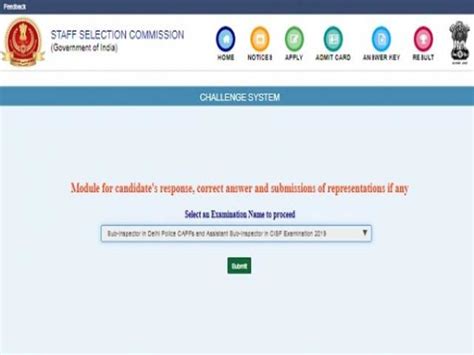 Ssc Si Asi Answer Key Ssc Cpo Answer Key Release Raise Objection